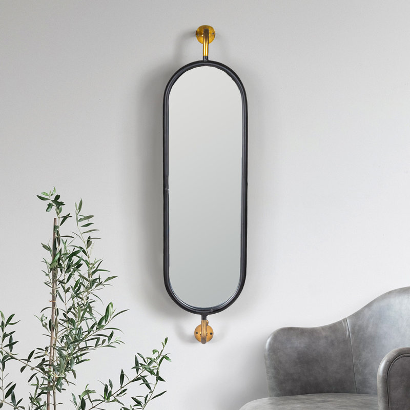 Mercer41 Maclachlan Oval Metal Framed Wall Mirror with Brackets
